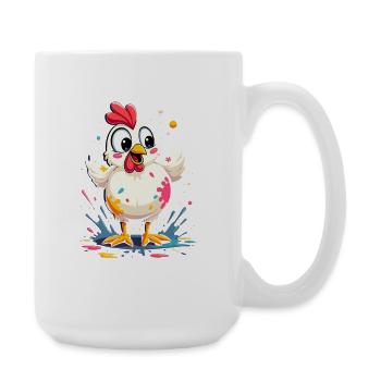 Poulet coloré mignon avec des éclaboussures de peinture - Grande tasse 440 ml - blanc - Droite