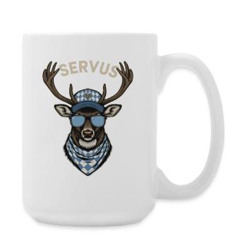 Alpen Hirsch Servus Hirschgeweih Tracht Oktober - Große Tasse 440 ml - Weiß - Rechts