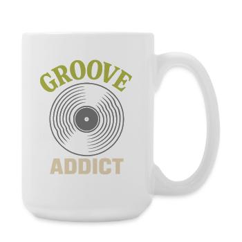 Groove Addict Vinyl Schallplatte Musikliebhaber - Große Tasse 440 ml - Weiß - Rechts