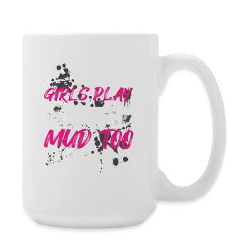 Les filles jouent dans la boue Schlammlauf Mud Run Muddy - Grande tasse 440 ml - blanc - Droite