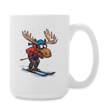 Moose Skier Cartoon Winter Sports Look - Large Mug 440 ml - white - Right