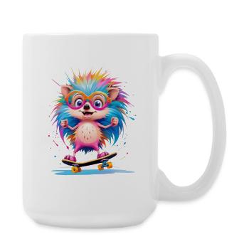 Kunterbunter Skate Hedgehog - Große Tasse 440 ml - Weiß - Rechts