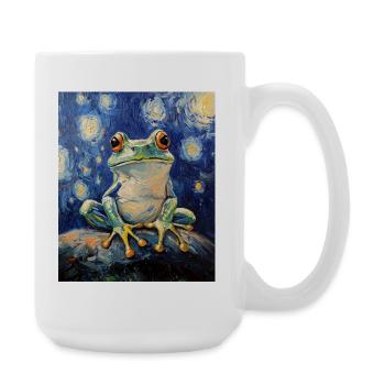 Frosch Frösche Van Gogh Style Starry Night - Große Tasse 440 ml - Weiß - Rechts