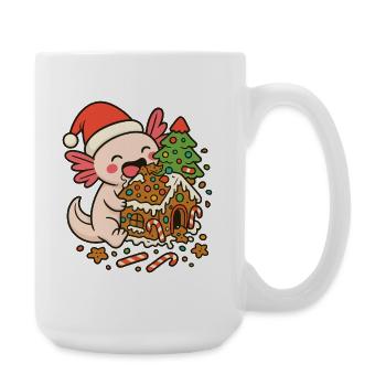 Weihnachts Axolotl – Lebkuchenhaus Design - Große Tasse 440 ml - Weiß - Rechts