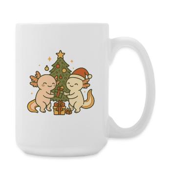 Weihnachts Axolotl – Mit Baum & Geschenken - Große Tasse 440 ml - Weiß - Rechts