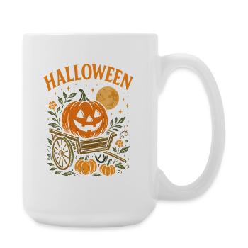 Kürbiswagen Halloween Szene - Große Tasse 440 ml - Weiß - Rechts