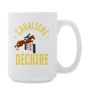 Cavalière qui Déchire - Saut D'obstacles - Grande tasse 440 ml - blanc - Droite