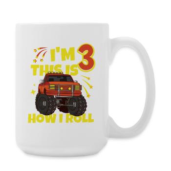 J’ai 3 ans Monster Truck Anniversaire - Grande tasse 440 ml - blanc - Droite