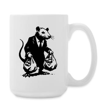 Rat in a suit with shopping bags - Large Mug 440 ml - white - Right