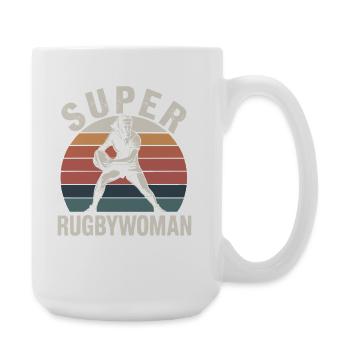 Super Rugbywoman Vintage Retro Women's Rugby - Large Mug 440 ml - white - Right