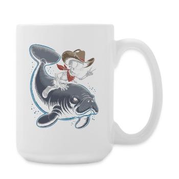 Squelette cow-boy chevauchant lamantin - Grande tasse 440 ml - blanc - Droite