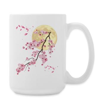 Full Moon with Cherry Blossom - Large Mug 440 ml - white - Right