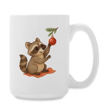 Christmas raccoon with Christmas bauble - Large Mug 440 ml - white - Right