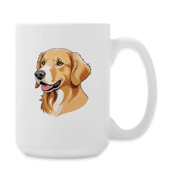 Golden Retriever Cartoon Head Portrait - Large Mug 440 ml - white - Right