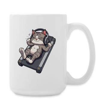 Battement de chat sur le tapis roulant - Grande tasse 440 ml - blanc - Droite