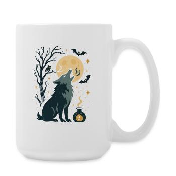 Mondvollwolf Heult Im Nachtwald - Große Tasse 440 ml - Weiß - Rechts