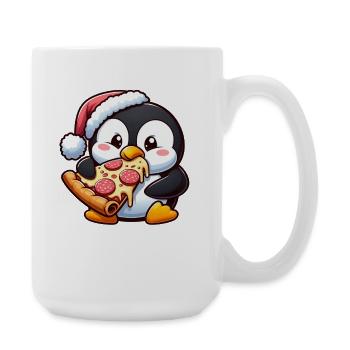 Cute Penguin Santa Claus Pizza Fast Food - Large Mug 440 ml - white - Right