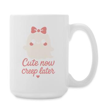 Mignon maintenant Creep plus tard Halloween Fantôme - Grande tasse 440 ml - blanc - Droite