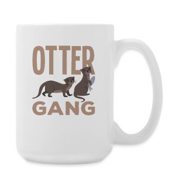 Sea otter gang cartoon otter - Large Mug 440 ml - white - Right