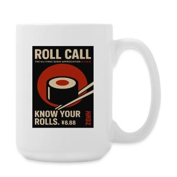Roll Call Sushi Fake Magazin - Große Tasse 440 ml - Weiß - Rechts