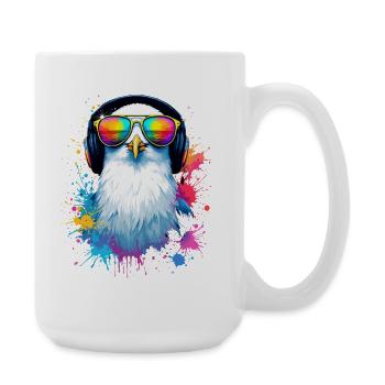 Colorful Seagull Bird with Headphones Sunglasses - Large Mug 440 ml - white - Right