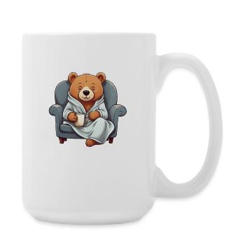 Cuddly bear in a dressing gown - Large Mug 440 ml - white - Right