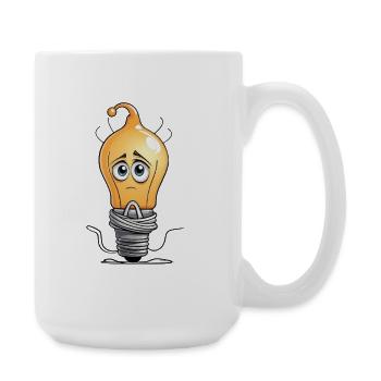 Sad Light Bulb Cartoon - Large Mug 440 ml - white - Right