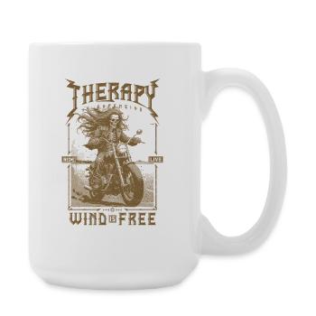 Therapy is Expensive Wind is Free Motorcycle Rider - Large Mug 440 ml - white - Right