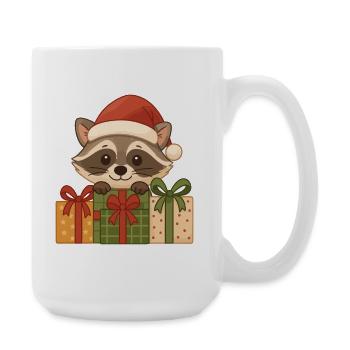 Raton laveur de Noël avec cadeaux - Grande tasse 440 ml - blanc - Droite