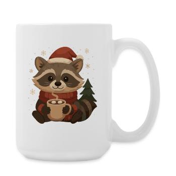 Weihnachts Waschbär mit Kakao - Große Tasse 440 ml - Weiß - Rechts