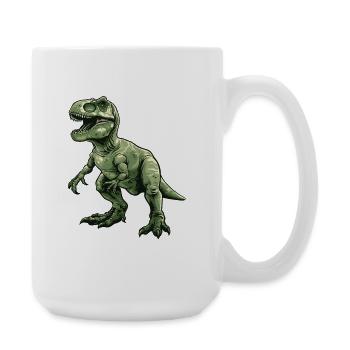 Green Retro Dino T Rex - Large Mug 440 ml - white - Right