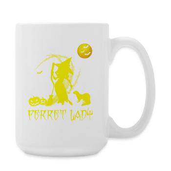 Frettchen Lady Hexe Halloween Lustiges T-Shirt - Große Tasse 440 ml - Weiß - Rechts