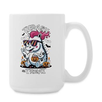 Halloween Rhino with sunglasses - Large Mug 440 ml - white - Right