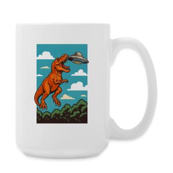 T Rex Catching Ufo Sky Encounter - Large Mug 440 ml - white - Right
