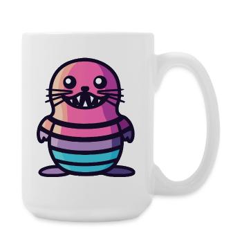 Robbe Tier Halloween Comic Lustig - Große Tasse 440 ml - Weiß - Rechts