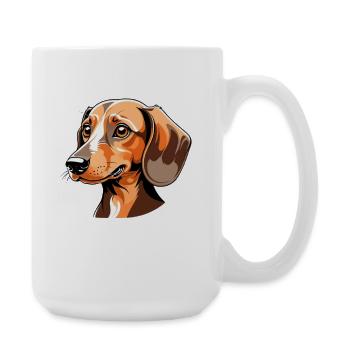Dachshund Portrait Orange Cartoon - Large Mug 440 ml - white - Right