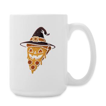 Kürbispizza mit Hexenhut - Große Tasse 440 ml - Weiß - Rechts