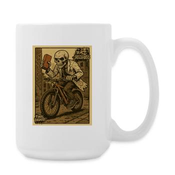 Skeletal Doctor on Mountain Bike Latest Diagnosis - Large Mug 440 ml - white - Right