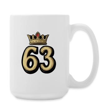 63 Zahl Krone - Große Tasse 440 ml - Weiß - Rechts
