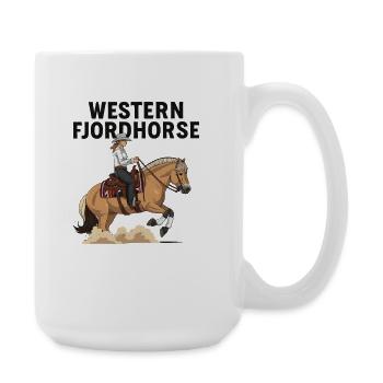 Western Fjord Horse Reiter  - Große Tasse 440 ml - Weiß - Rechts