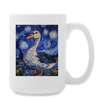Oie canard oiseau style Van Gogh nuit étoilée - Grande tasse 440 ml - blanc - Droite