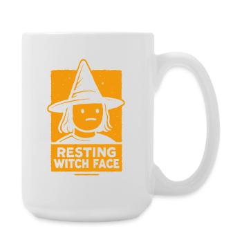 Ruhendes Hexengesicht Lustiges Halloween Spruch Kostüm - Große Tasse 440 ml - Weiß - Rechts