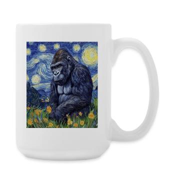 Gorilla Gorillas Monkey Van Gogh Style Starry Night - Large Mug 440 ml - white - Right