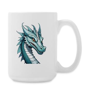 Kobaltdrachen Kopfkunst - Große Tasse 440 ml - Weiß - Rechts