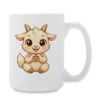Cute goat with heart hands - Large Mug 440 ml - white - Right