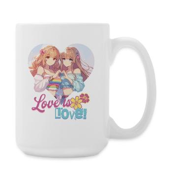L’amour c’est l’amour kawaii Anime Pride lesbienne lgbt - Grande tasse 440 ml - blanc - Droite