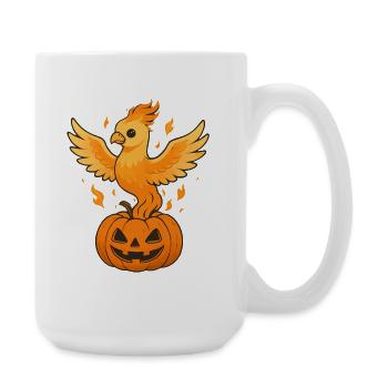 Feuriger Phönix über Kürbis - Große Tasse 440 ml - Weiß - Rechts