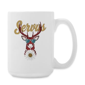 Alpen Hirsch Servus Hirschgeweih Tracht Oktober - Große Tasse 440 ml - Weiß - Rechts