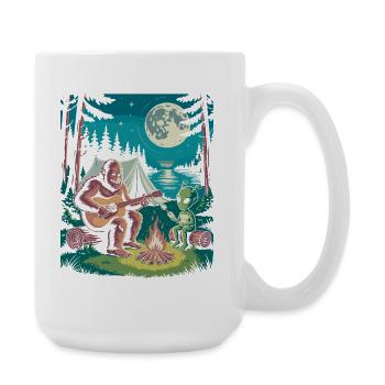 Bigfoot au feu de camp avec extraterrestre - Grande tasse 440 ml - blanc - Droite