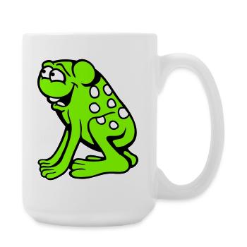 grenouille crapaud rire drôle idiot effronté assis bande dessinée - Grande tasse 440 ml - blanc - Droite